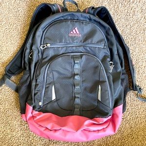 ADIDAS BACKPACK LARGE GREY AND PINK COLOR SPACIOUS CARRYON TRAVEL SCHOOL PURSE